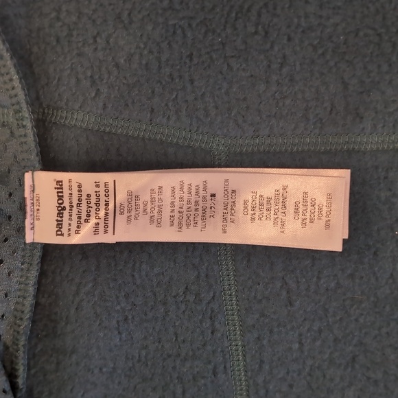 Patagonia Men's Green Fleece Vest with Brown Details Size Medium - Picture 6 of 6